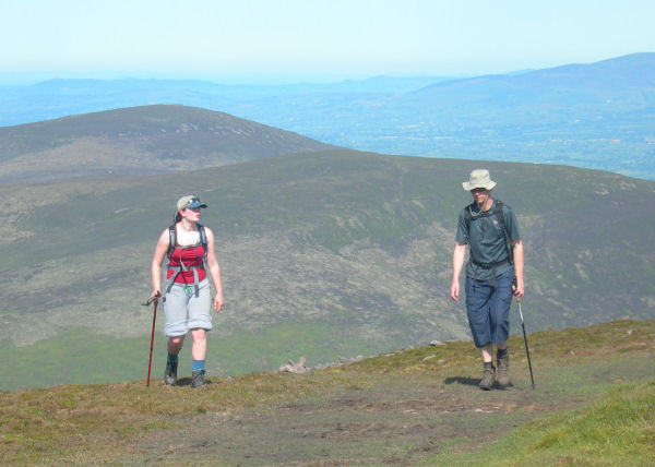 Claire and Sid enjoying a nice morning high on the Knockmealdowns.