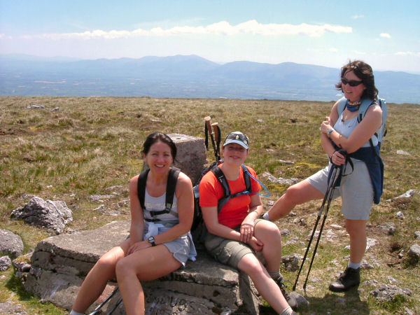 Ger, Claire and Siobhan take a breather on An Grianan.